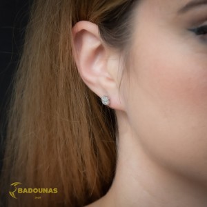 Diamond earrings White gold K18 Brilliant cut Code 008983