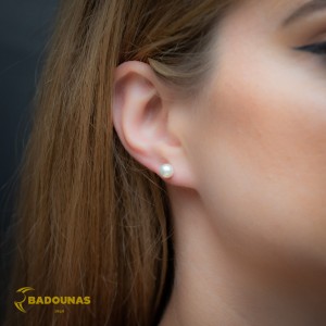 Earrings Yellow gold K14 with Akoya pearl Code 009041