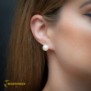 Earrings Yellow gold K14 with Akoya pearl Code 009042
