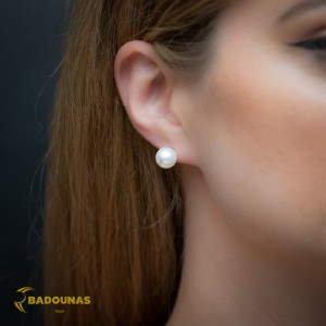 Earrings Yellow gold K14 with Akoya pearl Code 009045
