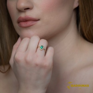Ring Yellow gold K14 with semiprecious stones Code 009082