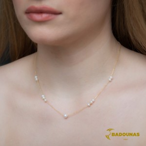 Necklace Yellow gold K14 with pearl Code 009300
