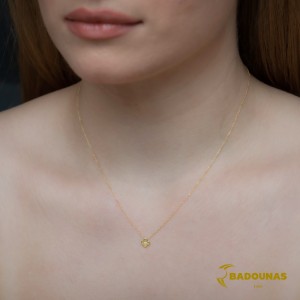 Cross with chain, Yellow gold K14 with diamond Code 009333