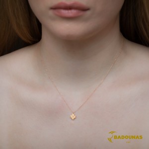 Cross with chain, Pink gold K14 with diamond Code 009341