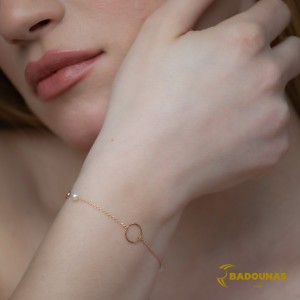 Bracelet Pink gold K14 with pearls Code 009343