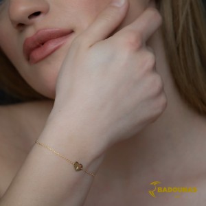 Bracelet Heart motif Yellow gold K14 with diamond Code 009352