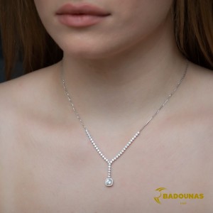 Necklace White gold K14 with semiprecious stones Code 009383