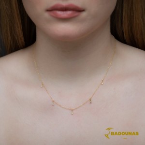 Necklace Yellow gold K14 with semiprecious crystals Code 009434