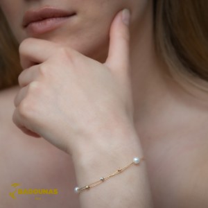 Bracelet  Yellow, pink and white gold K14 with pearls Code 010499