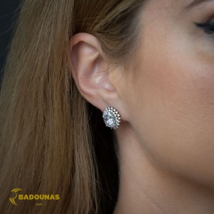 Earrings of Silver 925 Rosette White gold plated Code 010956