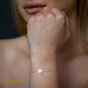 Bracelet Eye Yellow gold K14 with diamond and Ceramic Code 011322