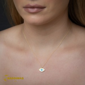 Necklace Eye shape Yellow gold K14 with Corian Code 011329