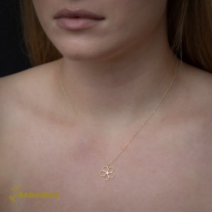 Necklace Flower yellow gold K14 with diamond Code 011611