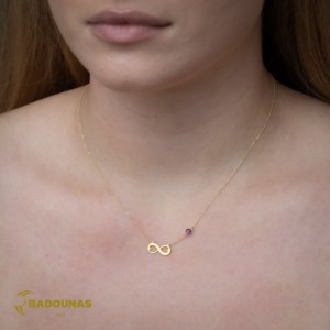 Necklace infinity Yellow gold K14 with Amethyst Code 011616