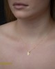 Necklace Cross Yellow gold K14 with pearl Code 011619