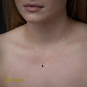 Necklace Cross Yellow gold K14 with ceramic Code 011631