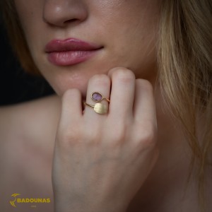 Ring Yellow gold K14 with Amethyst Code 012396