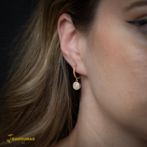 Earrings Yellow gold K18 with diamonds Code 012633