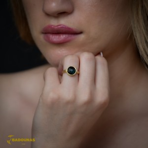 Ring Yellow gold K14 with London Blue Topaz Code 012879