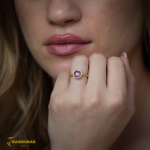 Ring Yellow gold K14 with Amethyst Code 012884