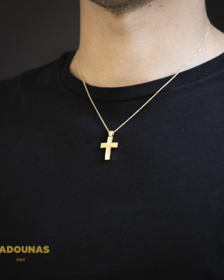 Αντρικός σταυρός Κίτρινος χρυσός K14  Aneli collection Κωδικός 013837