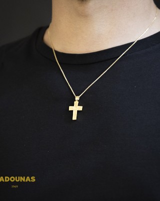 Αντρικός σταυρός Κίτρινος χρυσός K14 Aneli collection Κωδικός 013838