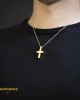 Αντρικός σταυρός Κίτρινος χρυσός K14 Aneli collection Κωδικός 013849