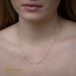 Necklace Yellow gold  K14 with pearls Code 011776
