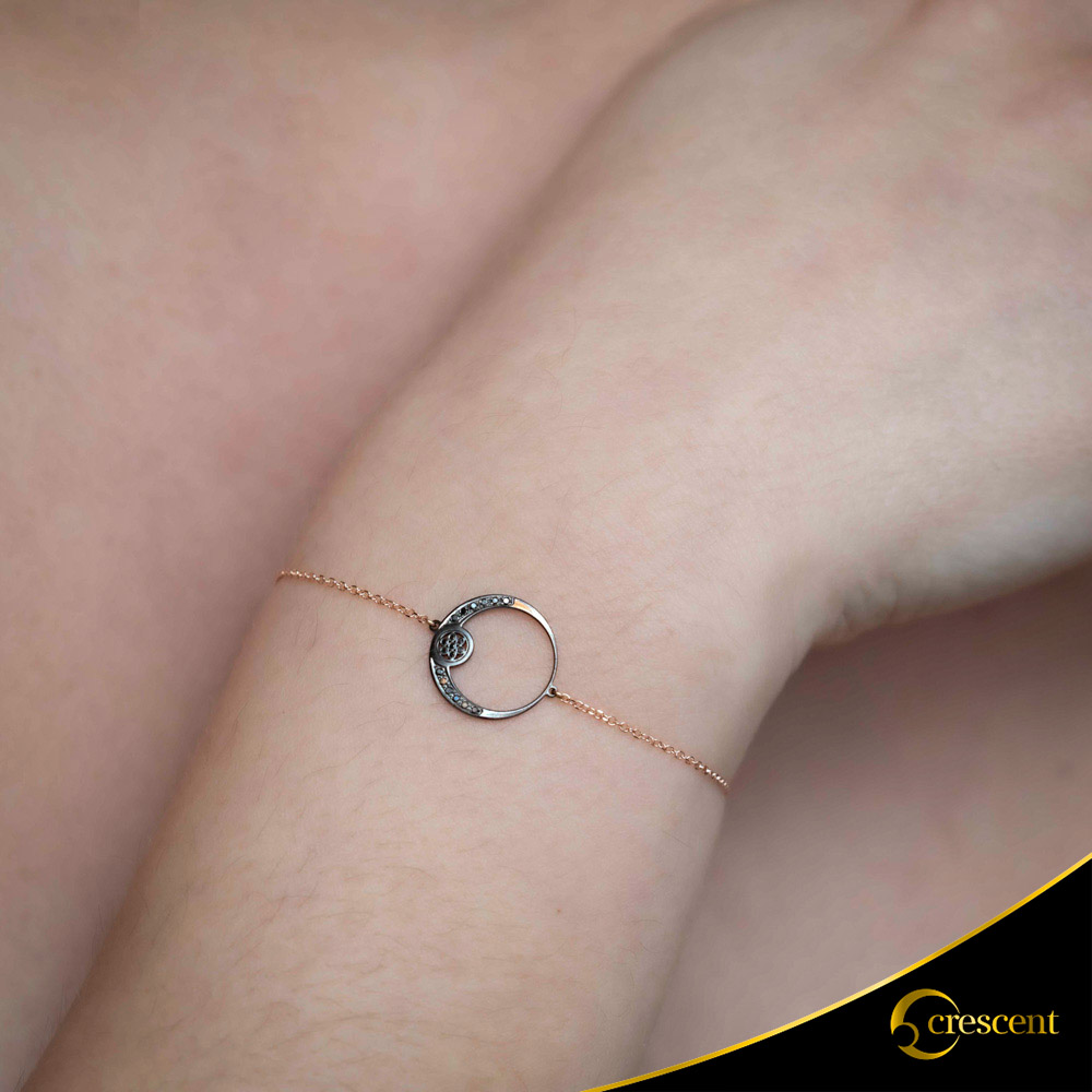 Βραχιόλι Crescent Full Black color Brilliant Ροζ χρυσός Κ14 με μαύρη επιμετάλλωση Κωδικός 11505