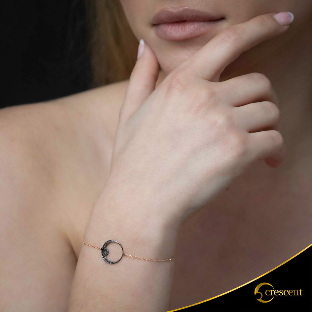 Βραχιόλι Crescent Full Black color Brilliant Ροζ χρυσός Κ14 με μαύρη επιμετάλλωση Κωδικός 11505