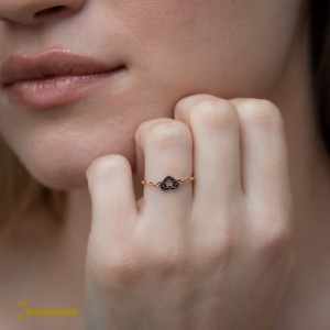 Ring Pink gold  K14 with black color diamonds Code 006538
