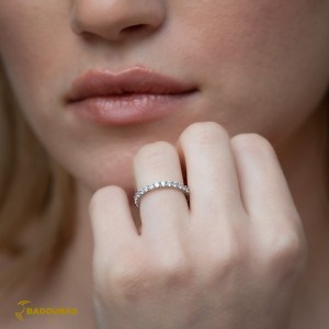Ring White gold K14 with semiprecious crystals Code 008055