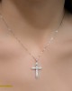 Γυναικείος σταυρός με αλυσίδα, Λευκός χρυσός Κ18 με διαμάντια Κωδικός 004114