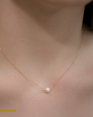 Necklace Pink gold K14 with pearl Code 004240