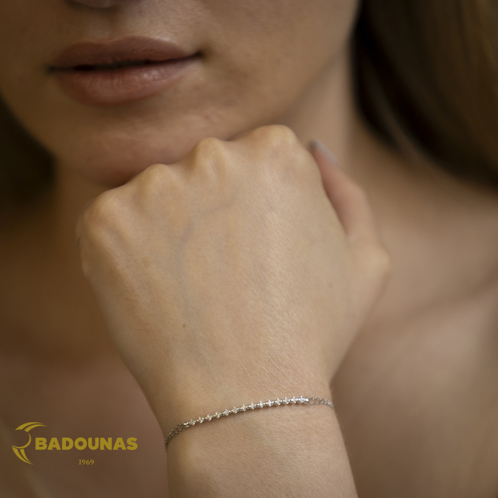 Βραχιόλι Λευκός χρυσός K14 με ημιπολύτιμες πέτρες Κωδικός 013280