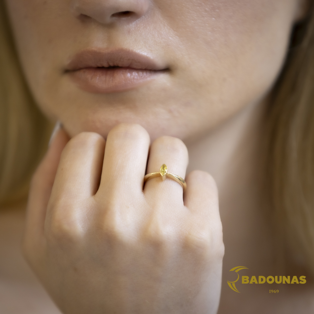 Δαχτυλίδι Κίτρινος χρυσός Κ14 με ημιπολύτιμη πέτρα Κωδικός 013325