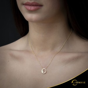 Κολιέ Crescent Premium Full Brilliant Κίτρινος χρυσός Κ18 Κωδικός 16029