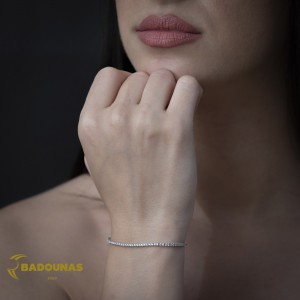 Βραχιόλι Ριβιέρα Λευκός χρυσός K14 με ημιπολύτιμες πέτρες Κωδικός 008005