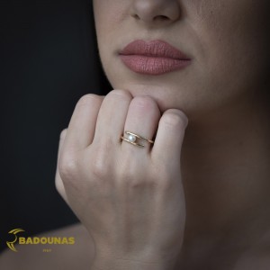 Δαχτυλίδι Κίτρινος χρυσός Κ14 με μαργαριτάρι Κωδικός 014740