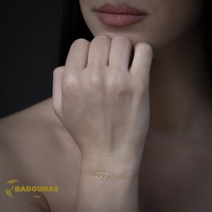 Βραχιόλι Καρδιές Κίτρινος χρυσός Κ14 Κωδικός 014809