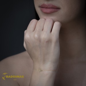 Βραχιόλι Καρδιές Κίτρινος χρυσός Κ14 Κωδικός 014810