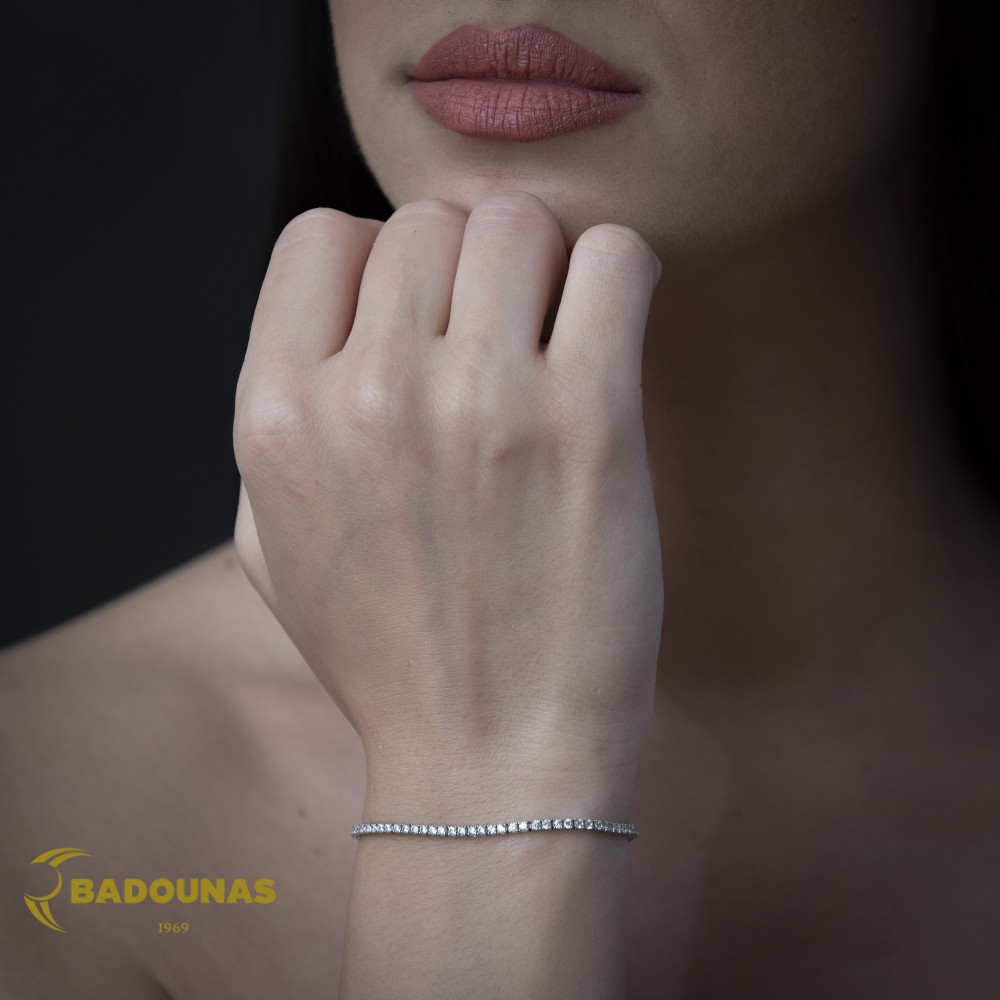 Βραχιόλι Ριβιέρα Λευκός χρυσός K14 με ημιπολύτιμες πέτρες Κωδικός 014856