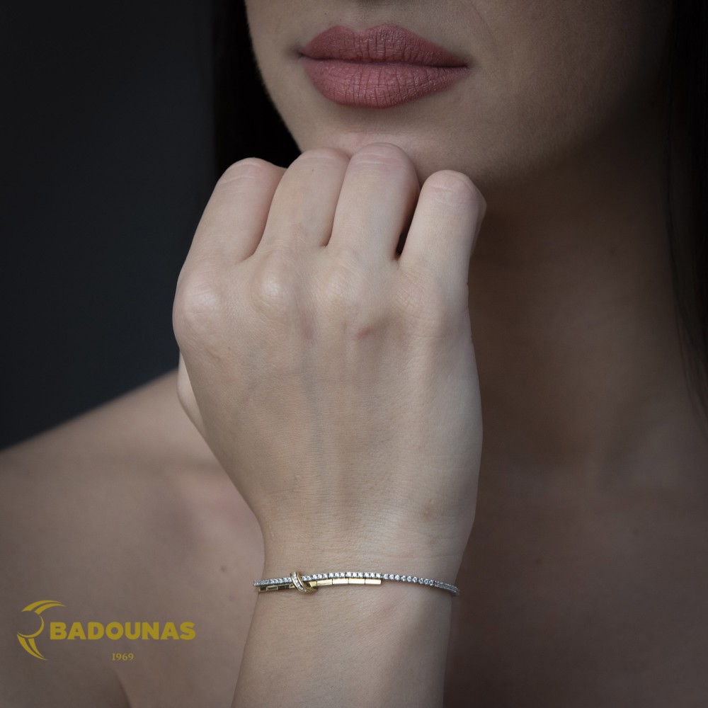 Βραχιόλι Κίτρινος και λευκός χρυσός K14 με ημιπολύτιμες πέτρες Κωδικός 015633