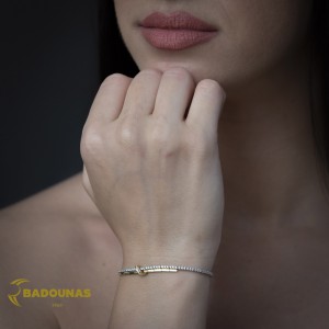 Βραχιόλι Κίτρινος και λευκός χρυσός K14 με ημιπολύτιμες πέτρες Κωδικός 015633