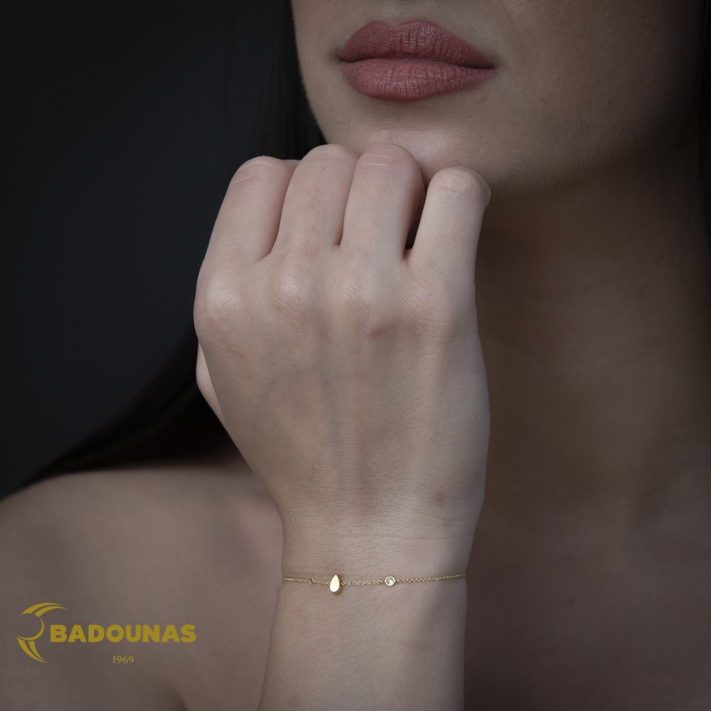 Βραχιόλι Σταγόνα Κίτρινος χρυσός K14 με διαμάντι Κωδικός 016232