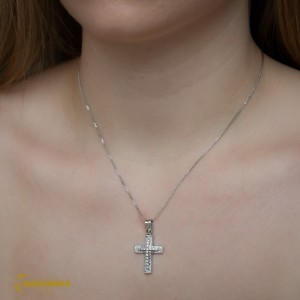 Γυναικείος σταυρός Λευκός χρυσός K14 με ημιπολύτιμες πέτρες Κωδικός 002747