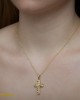 Women’s cross Yellow gold K14 with semiprecious crystals Code 002907