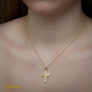 Γυναικείος σταυρός Κίτρινος χρυσός K14 με ημιπολύτιμες πέτρες Κωδικός 005261 