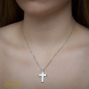 Γυναικείος σταυρός Λευκός χρυσός Κ14 με ημιπολύτιμες πέτρες Κωδικός 007107