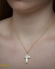 Γυναικείος σταυρός Κίτρινος και λευκός χρυσός Κ14 με ημιπολύτιμες πέτρες Κωδικός 008667